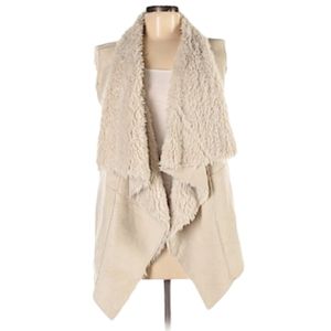 Me Jane Boho Faux Fur Suede Vest Jacket S